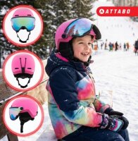 Attabo Avens 2.0 Jr Kinder Skihelm mit Visier pink...