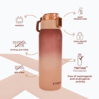 XTREXO Haust Trinkflasche 1000 ml Braun Sportflasche...